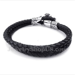 Bracelet En Cuir Et Titane Pour Homme