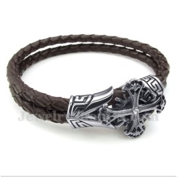 Bracelet En Cuir Et Titane Pour Homme