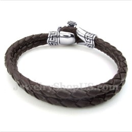 Bracelet En Cuir Et Titane Pour Homme