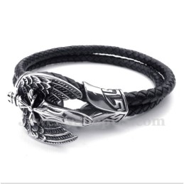 Bracelet En Cuir Et Titane Pour Homme
