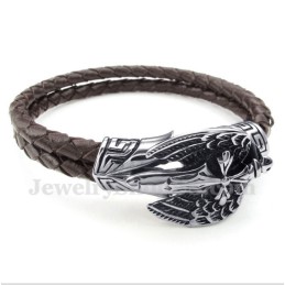 Bracelet En Cuir Et Titane Pour Homme
