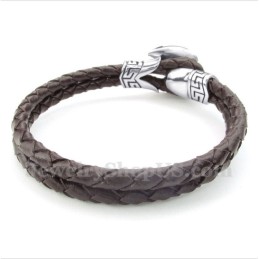 Bracelet En Cuir Et Titane Pour Homme
