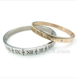 Bracelet Couple En Titane Et Diamants Avec Chiffres Romains (Une Paire)