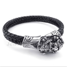 Bracelet En Cuir Et Titane Pour Homme