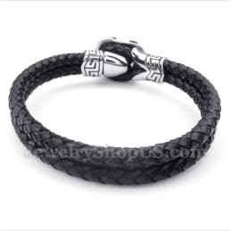 Bracelet En Cuir Et Titane Pour Homme