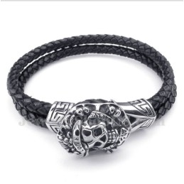 Bracelet En Cuir Et Titane Pour Homme