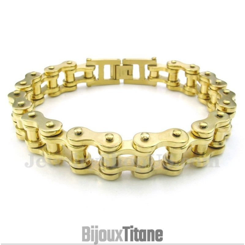 Bracelet Chaîne De Vélo En Titane Et Or Pour Homme