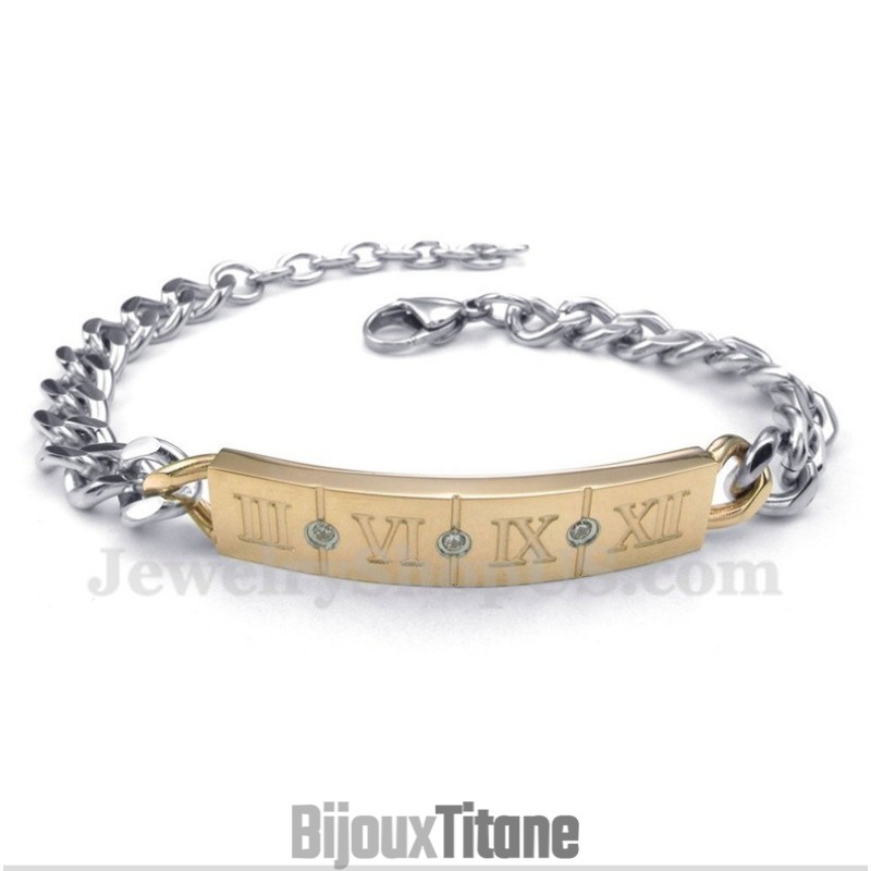 Bracelet Homme En Titane Avec Chiffres Romains Et Diamants Bracelet Homme En Titane Avec Chiffres Romains Et Diamants