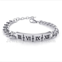 Bracelet Couple En Titane Avec Chiffres Romains Et Diamants (Une Paire)