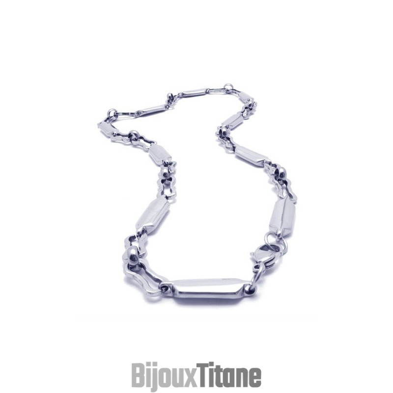 Collier Lisse En Titane Et Argent De 20,1 Pouces Collier Lisse En Titane Et Argent De 20,1 Pouces
