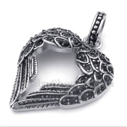 Pendentif Plume En Titane Et Diamant Pour Homme Avec Chaîne Offerte