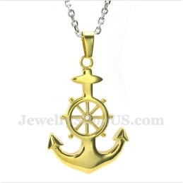 Pendentif Gouvernail En Titane Et Or Pour Homme Avec Chaîne Offerte