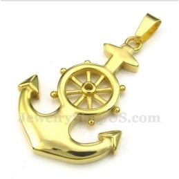 Pendentif Gouvernail En Titane Et Or Pour Homme Avec Chaîne Offerte