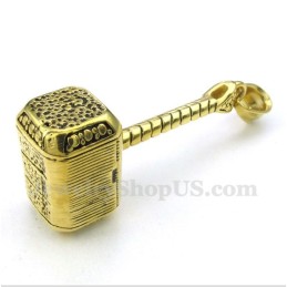Pendentif Marteau De Thor En Titane Et Or Pour Homme Avec Chaîne Offerte