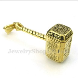 Pendentif Marteau De Thor En Titane Et Or Pour Homme Avec Chaîne Offerte
