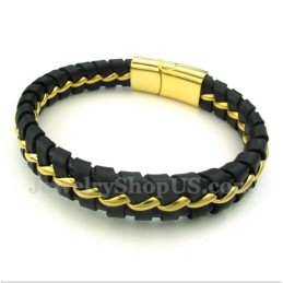 Bracelet En Cuir Et Titane Pour Homme