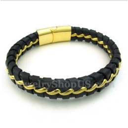 Bracelet En Cuir Et Titane Pour Homme