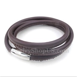 Bracelet En Cuir Et Titane Pour Homme