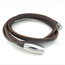 Bracelet En Cuir Et Titane Pour Homme