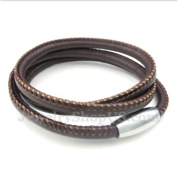 Bracelet En Cuir Et Titane Pour Homme