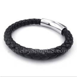 Bracelet En Cuir Et Titane Pour Homme