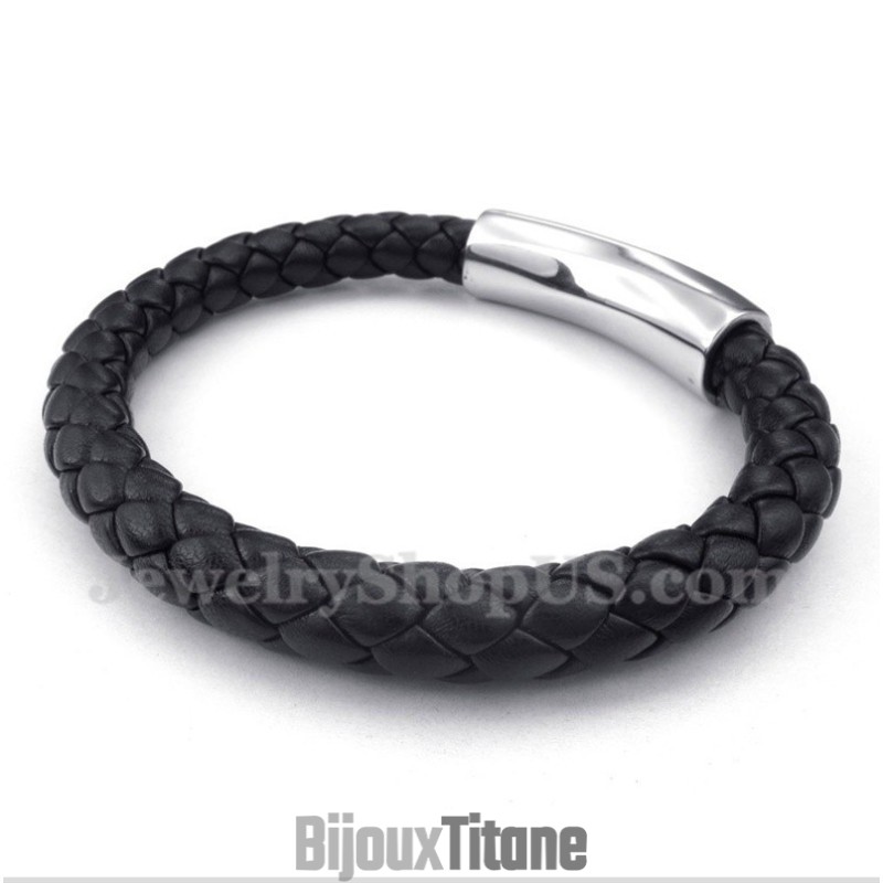 Bracelet En Cuir Et Titane Pour Homme Bracelet En Cuir Et Titane Pour Homme