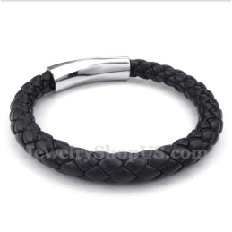 Bracelet En Cuir Et Titane Pour Homme