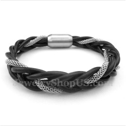 Bracelet En Cuir Et Titane Pour Homme