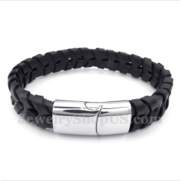Bracelet En Cuir Et Titane Pour Homme