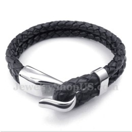Bracelet En Cuir Et Titane Pour Homme