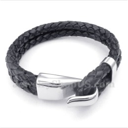 Bracelet En Cuir Et Titane Pour Homme