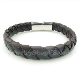 Bracelet En Cuir Et Titane Pour Homme