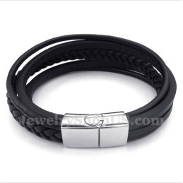 Bracelet En Cuir Et Titane Pour Homme
