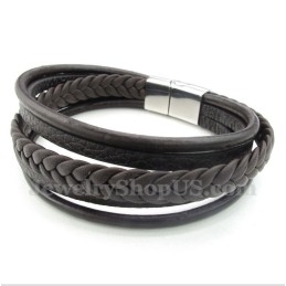Bracelet En Cuir Et Titane Pour Homme