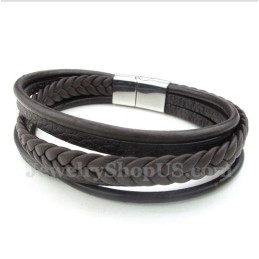 Bracelet En Cuir Et Titane Pour Homme