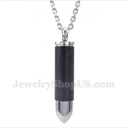 Pendentif Bullet Noir En Titane Pour Homme Avec Chaîne Offerte