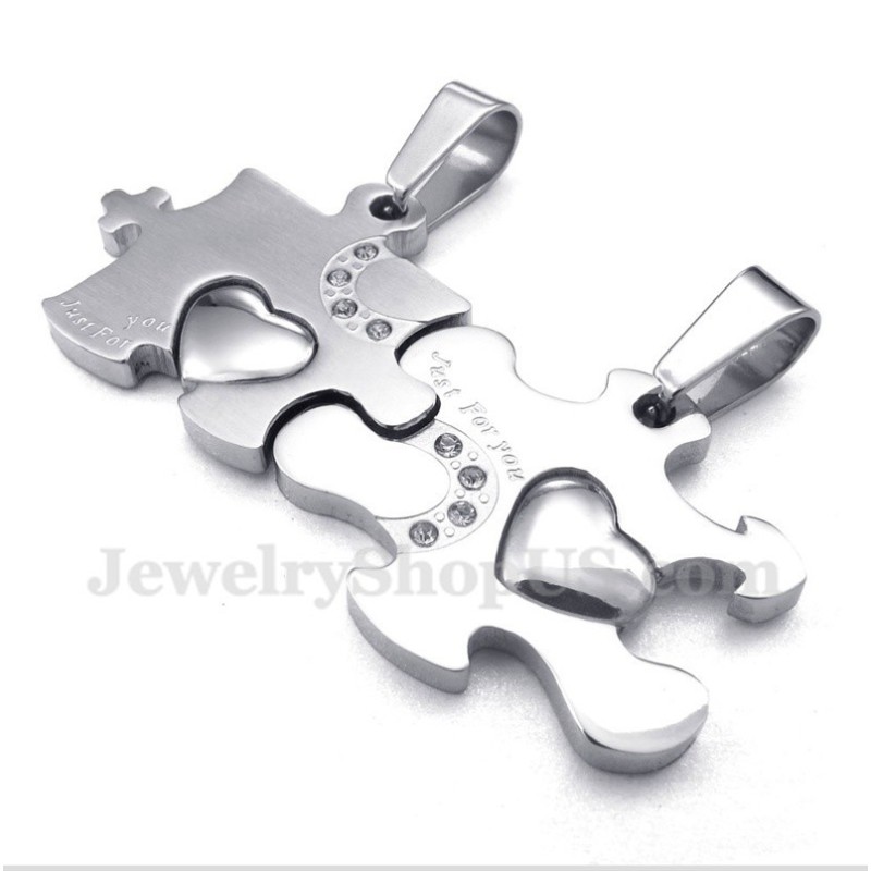 Pendentif Couple Puzzle En Titane Avec Chaîne Offerte (Une Paire) Pendentif Couple Puzzle En Titane Avec Chaîne Offerte (Une Paire)
