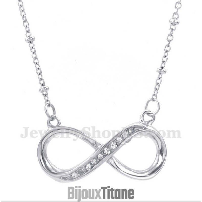 Collier Pour Homme En Titane Et Diamant Avec Symbole De L'Infini Collier Pour Homme En Titane Et Diamant Avec Symbole De L'Infini