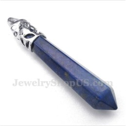 Pendentif Prisme Hexagonal En Lapis-Lazuli Pour Homme Avec Chaîne Offerte