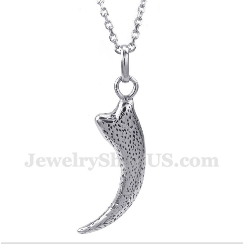 Pendentif Croc De Loup En Titane Pour Homme Avec Chaîne Offerte