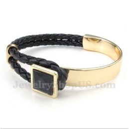 Bracelet En Cuir Et Titane Pour Homme