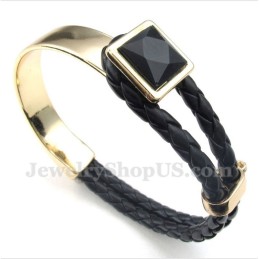 Bracelet En Cuir Et Titane Pour Homme