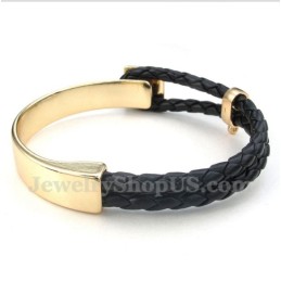 Bracelet En Cuir Et Titane Pour Homme