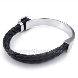 Bracelet En Cuir Et Titane Pour Homme