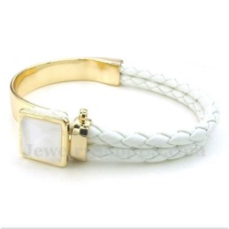 Bracelet En Cuir Et Titane Pour Homme