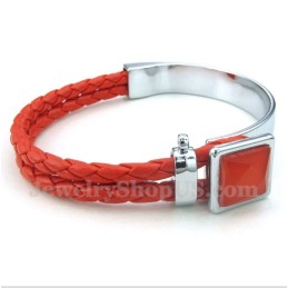 Bracelet En Cuir Et Titane Pour Homme