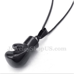 Pendentif Gant De Boxe Noir En Titane Pour Homme Avec Chaîne Offerte