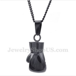 Pendentif Gant De Boxe Noir En Titane Pour Homme Avec Chaîne Offerte