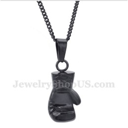 Pendentif Gant De Boxe Noir En Titane Pour Homme Avec Chaîne Offerte