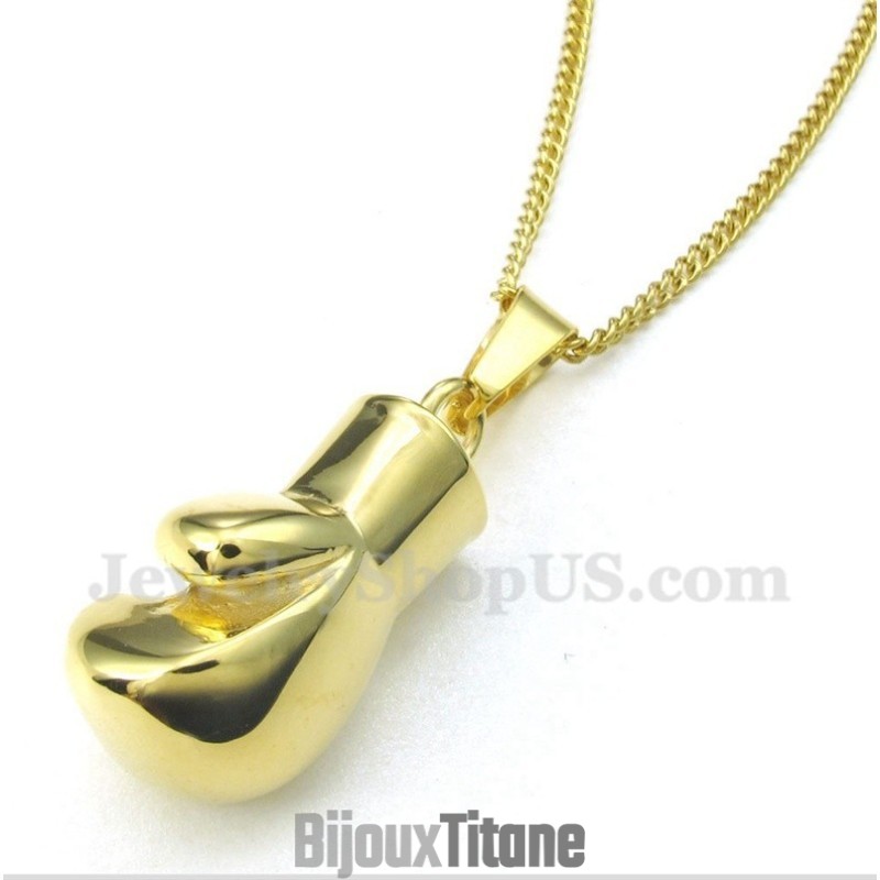 Pendentif Gant De Boxe En Titane Et Or Pour Homme Avec Chaîne Offerte Pendentif Gant De Boxe En Titane Et Or Pour Homme Avec Chaîne Offerte